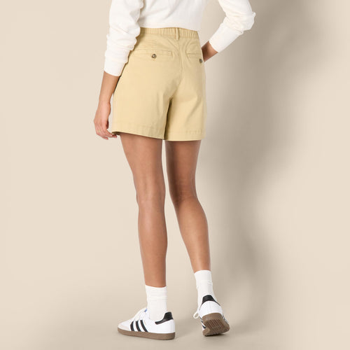 Amazon Essentials Women's High-Rise Relaxed-Fit A-line Elastic Back Shorts, Tan, 0