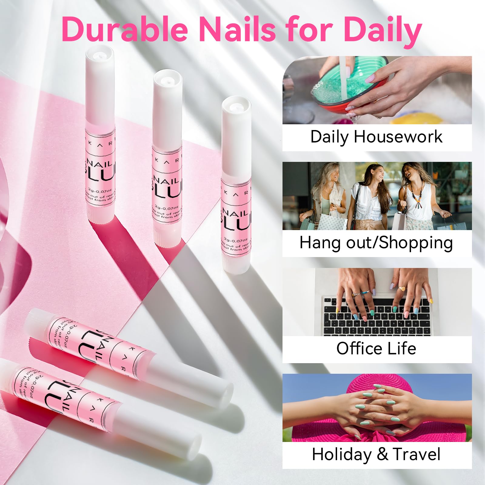 Makartt Super Strong Nail Glue for Press On Nails- Acrylic Nails Nail Tips Glue for Stick On Nails Long Lasting for Fake Nails Broken Nails Repair Professional Nail Adhesive 0.07oz 5Pcs, Hema Free