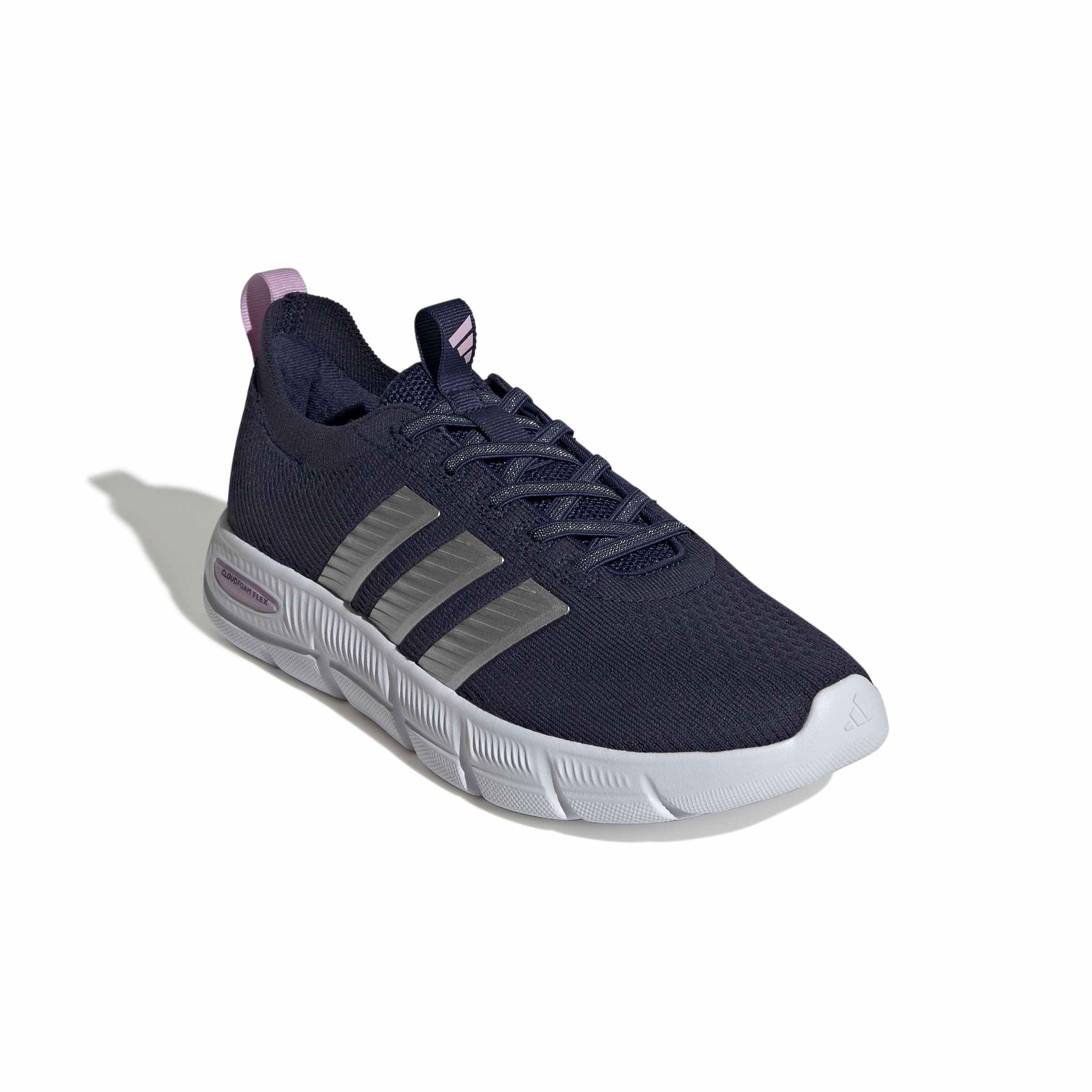 adidas Women's Cloudfoam Flex - Slounge, Dark Blue/Matte Silver/Bliss Lilac, 6.5