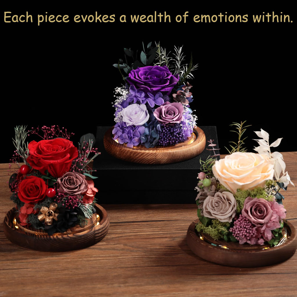 lovenfold Flowers for Delivery Preserved Rose Gifts for Her,Forever Roses Flowers in Glass Dome,Birthday Gifts for Women Mom Wife Friend(Champagne Rose)