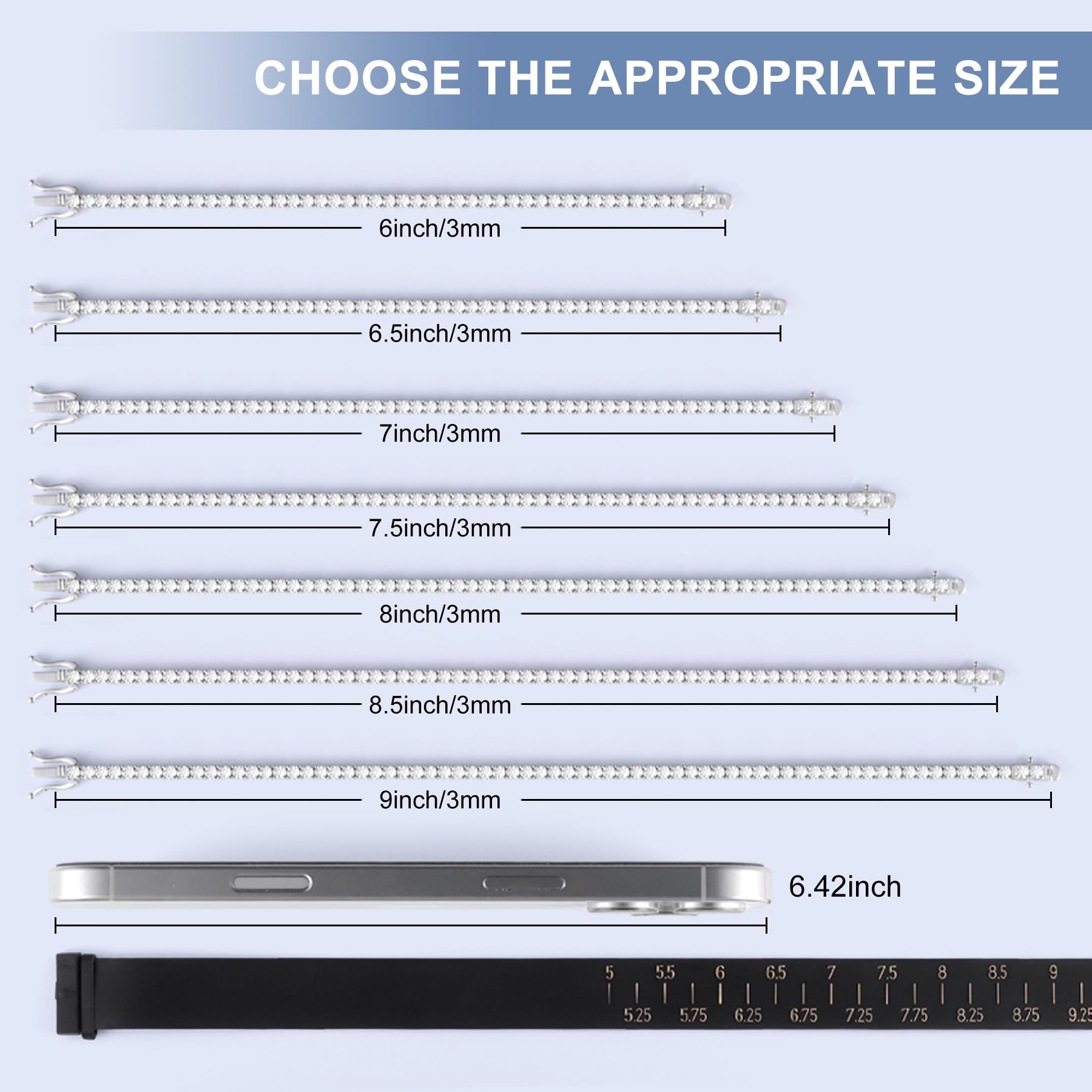 Gem's Beauty moissanite tennis bracelet 18k white gold plated 925 silver 3-6.5mm D Color VVS1 Round Cut moissanite bracelets for women Men Gift birthday anniversary (Gold 3MM, 6.5 inches)