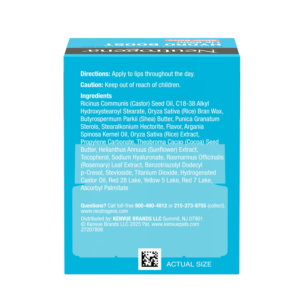 Neutrogena Hydro Boost Hyaluronic Acid Lip Balm, Nourishing Vitamin E Leaves Lips Feeling Hydrated, Sheer Pink Tinted Color with a Sweet Berry Flavor, Sheer Berry, 0.5 oz