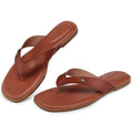 TEMOFON Flip Flops for Women Dressy: Comfortable Flat Tong Sandals 2026 Slip on Summer Casual Beach Walking Shoes Dark Brown Size 7.5