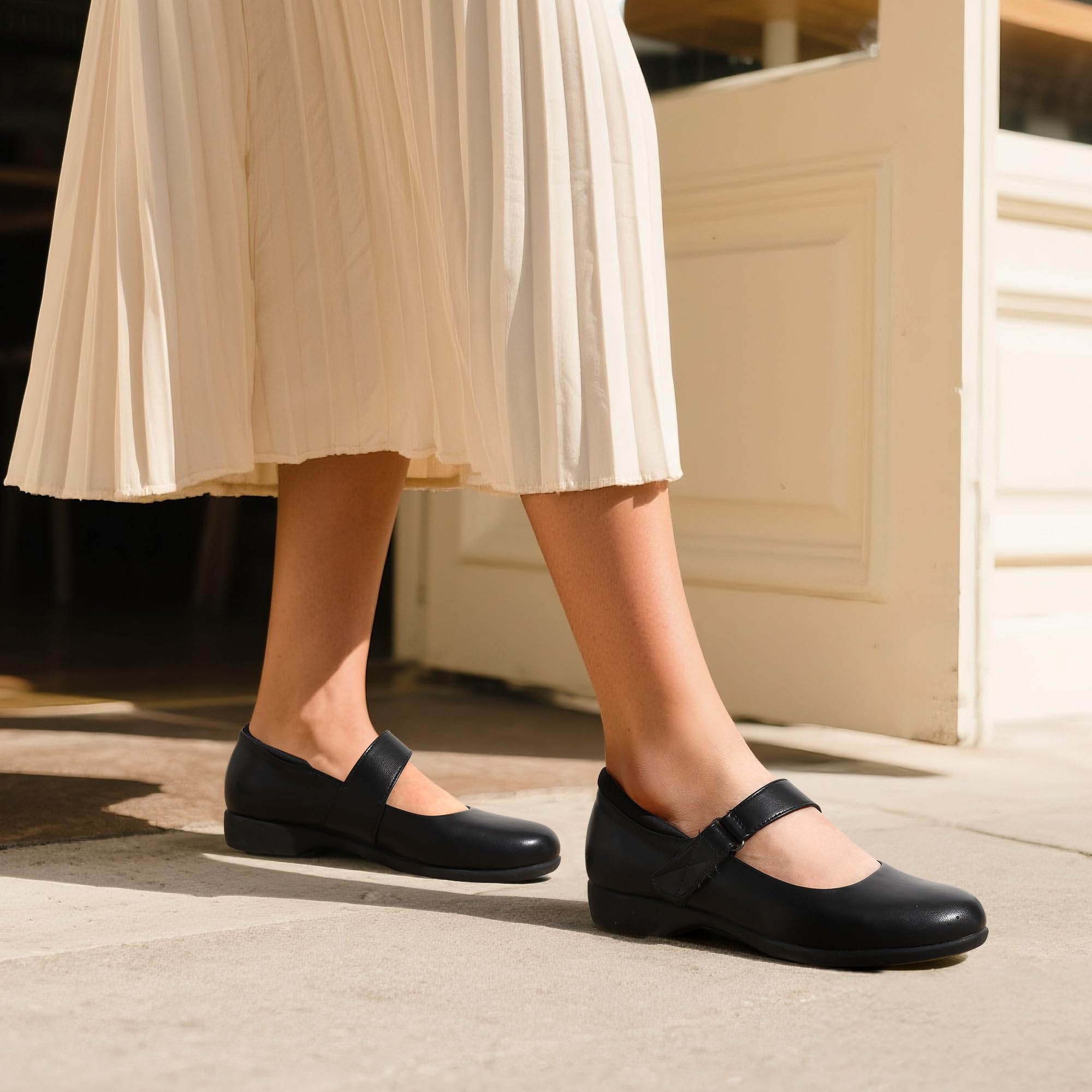 DREAM PAIRS Womens Ballet Mary Jane Flats, Comfortable Business Office Dress Shoes for Women Dressy and Work with Ankle Strap,Size 6,Black,SDFA2407W