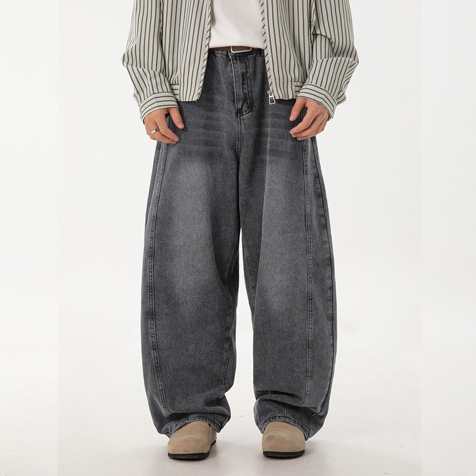 qcdyrxf Jeans for Men Baggy Y2k Wide Leg Jeans Loose Fit Denim Streetwear Hip Hop Jean