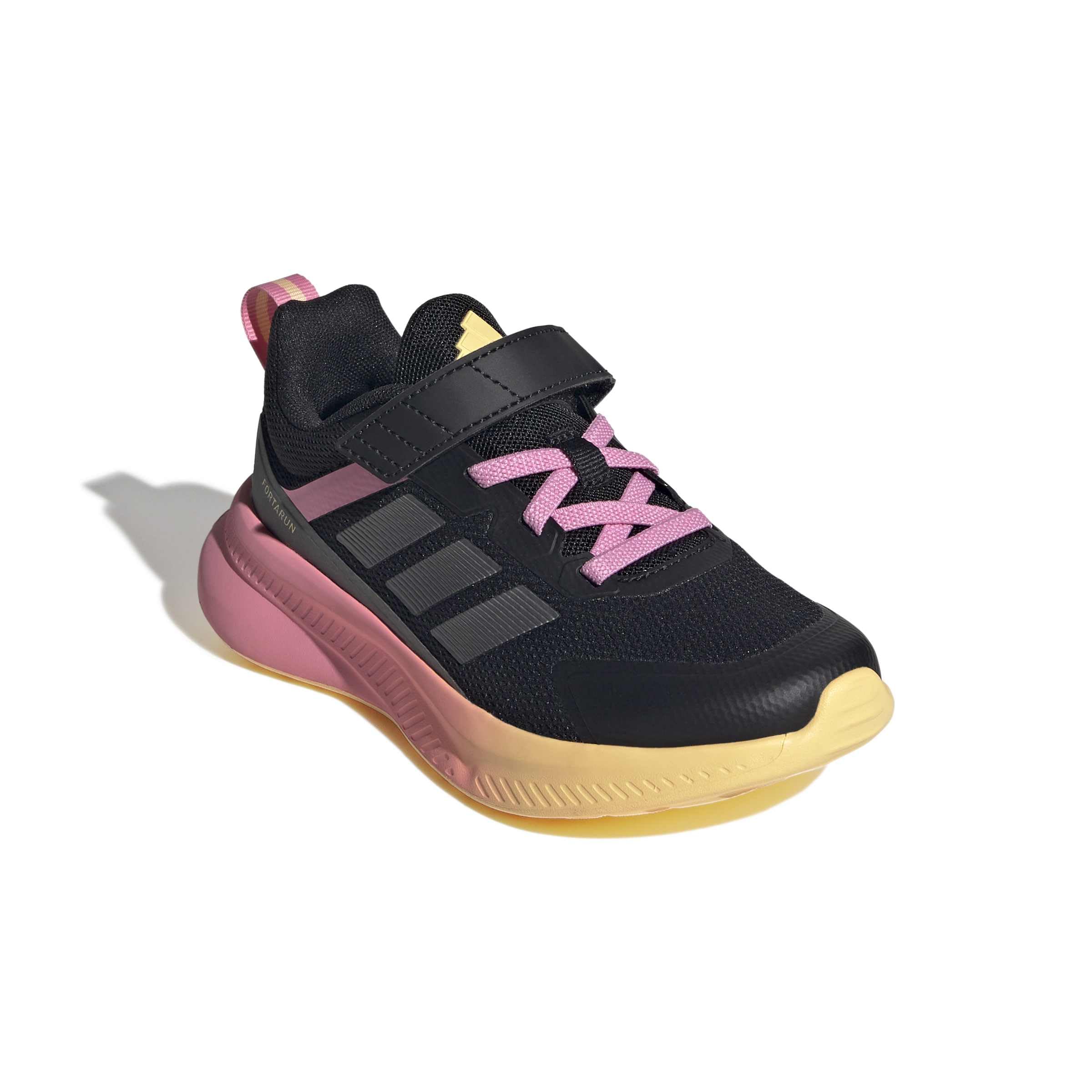 adidas Unisex-Kids Fortarun 4.0, Black/Iron Metallic/Bliss Pink, 3