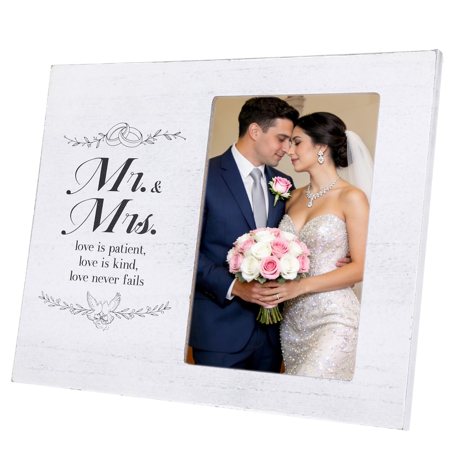 Mr & Mrs Wedding Picture Frames for 4x6inch Photo, Wedding Gifts for Couples 2026 to Celebrate Marriage Photo Frames Gifts for Newlyweds, Personalized Bridal Shower Couples Keepsake Tabletop Home Wall Decor