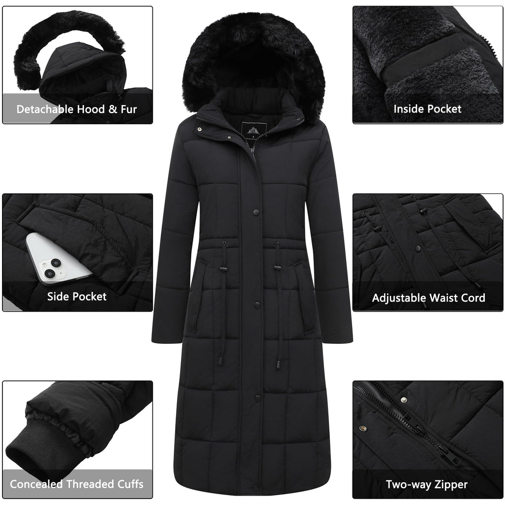 GOLDLADIES Women's Winter Coat Long Waterproof Parka - Warm Snow Jacket for Women, Windproof Winter Jacket with Hood, Heavy Duty Cold Weather Outerwear