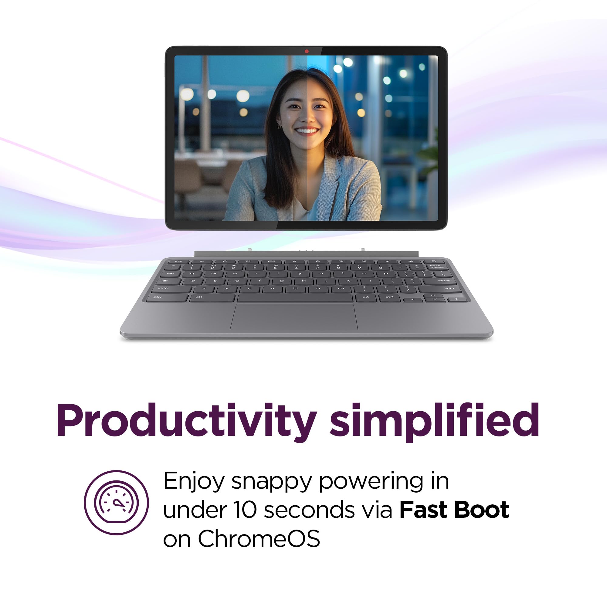 Lenovo Chromebook Duet - 2025 - Convertible Laptop - ChromeOS - 10.95" WUXGA IPS Touch Display - 4GB Memory - 64GB Storage - MediaTek Kompanio 838 - Luna Grey