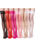Geyoga Women's Lace Thigh High Stockings over The Knee Stockings for Women Sheer Thigh High with Lace Top(6 Pairs，black, White, Skin Color, Red, Rose Red, Pink,S)