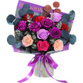 Lovenfold Flowers for Delivery Birthday Flowers Gift for Her,Preserved Flowers Bouquet 12 Roses Mixed Bouquet,Rose Gifts for Women Mom Grandma(Mixed 12 Purple-A Roses)