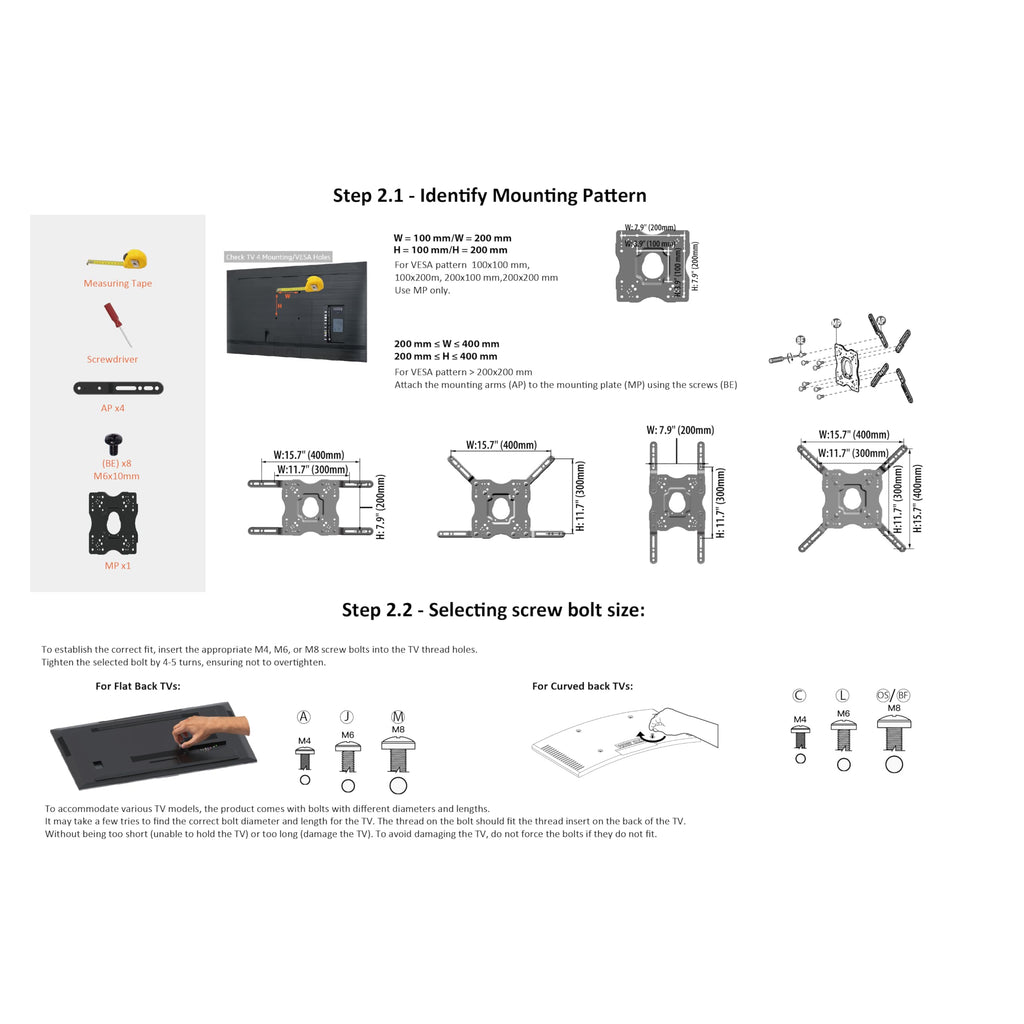 Amazon Basics Full Motion Articulating TV Wall Mount, with Swivel and Tilt, for 26" to 55" TVs and Flat Panels up to 80 Lbs, VESA Compatible, Black