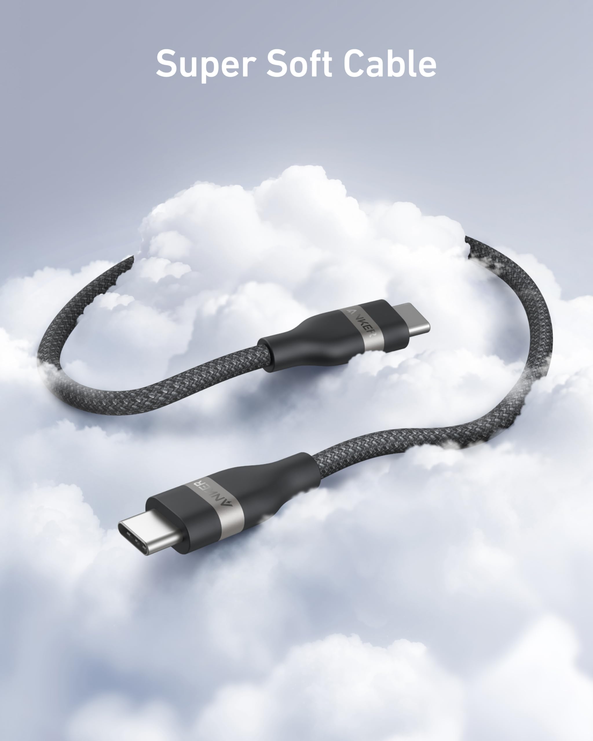 Anker Nano USB C Cable, 240W Flexible Multi-Color Braided Cord, Fast Charging Type C Charger for iPhone 17 Series, MacBook Pro and More (Black, 6ft)