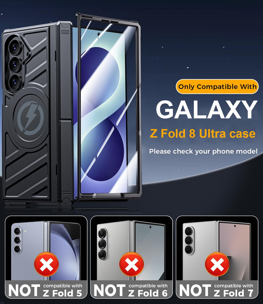LEIAU for Galaxy Z-Fold-8 Ultra Case: Business Magnetic Phone Case [Compatible with MagSafe][Hinge Protection][Dual Kickstand] TPU+PC Cover for zfold 8 Ultra 5G 2026 Daily Life Black