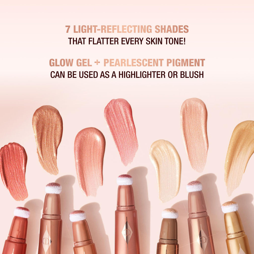 Charlotte Tilbury Beauty Light Wand Liquid Highlighter Makeup - Soft-Focus Highlighter & Blush for Cheeks - Pearlescent, Weightless Radiant Finish - Pinkgasm Sunset