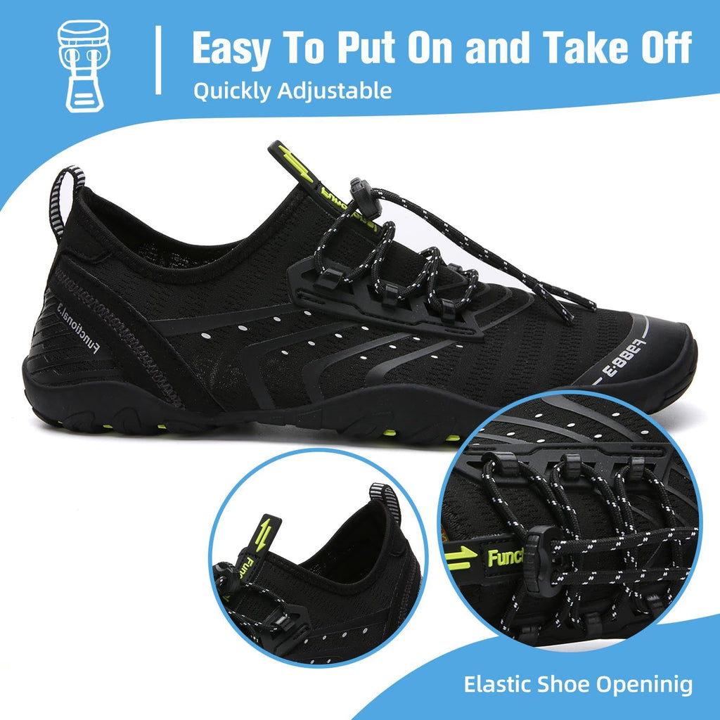 Mishansha Water Shoes for Women Men, Quick-Dry Barefoot Swim Shoes with Drainage Holes, Lightweight Aqua Shoe for Beach Pool River Boating Yoga Walking 12.5 Women/11 Men Smoky Black