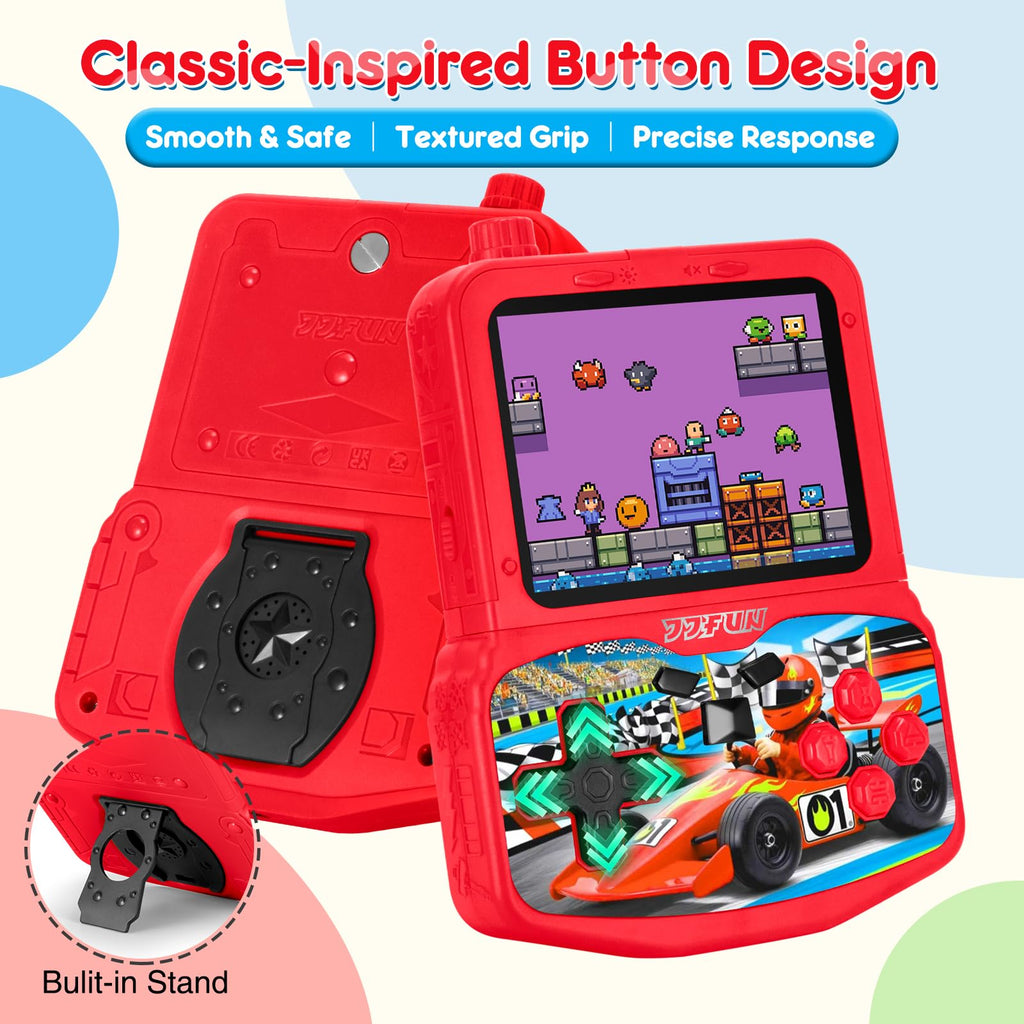 VOLGUARD II Kids Handheld Game Console with 220 Preloaded Retro Video Games, 3.5'' IPS Screen Adjustable Brightness & Volume, Portable Hand Held Game Player Toy for Travel, Ideal Christmas RED