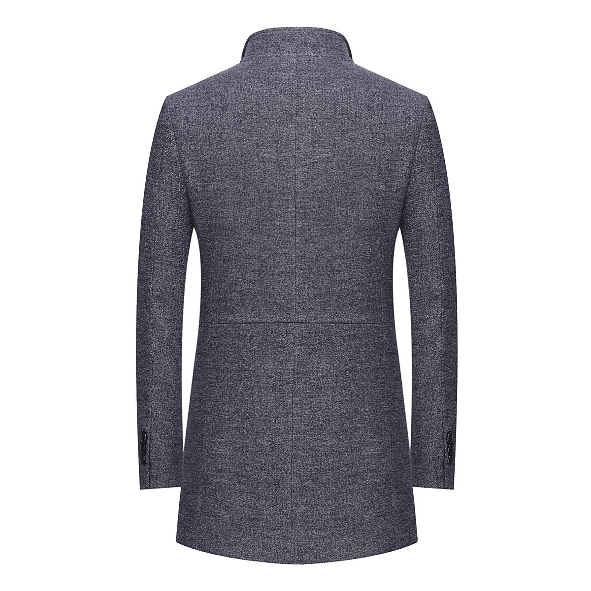 INVACHI Men's Wool Blend Trench Coat Notched Collar Single Breasted Overcoat with Detachable Plaid Scarf
