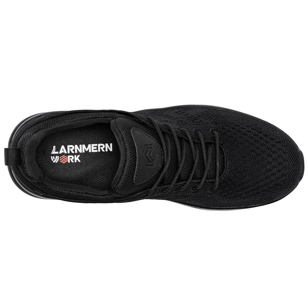 LARNMERN Men Non Slip Work Sneakers Water Resistant Food Service Zapatos Trabajo Antideslizantes Walking Shoes Waterproof Shoes Slip-on, Black 8