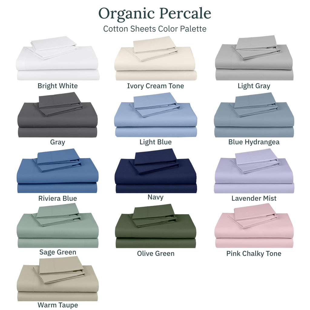 California Design Den Queen Sheet Set - Soft 100% Organic Cotton Sheets with Deep Pockets, Crisp Percale, Breathable and Durable Bedding Set - White
