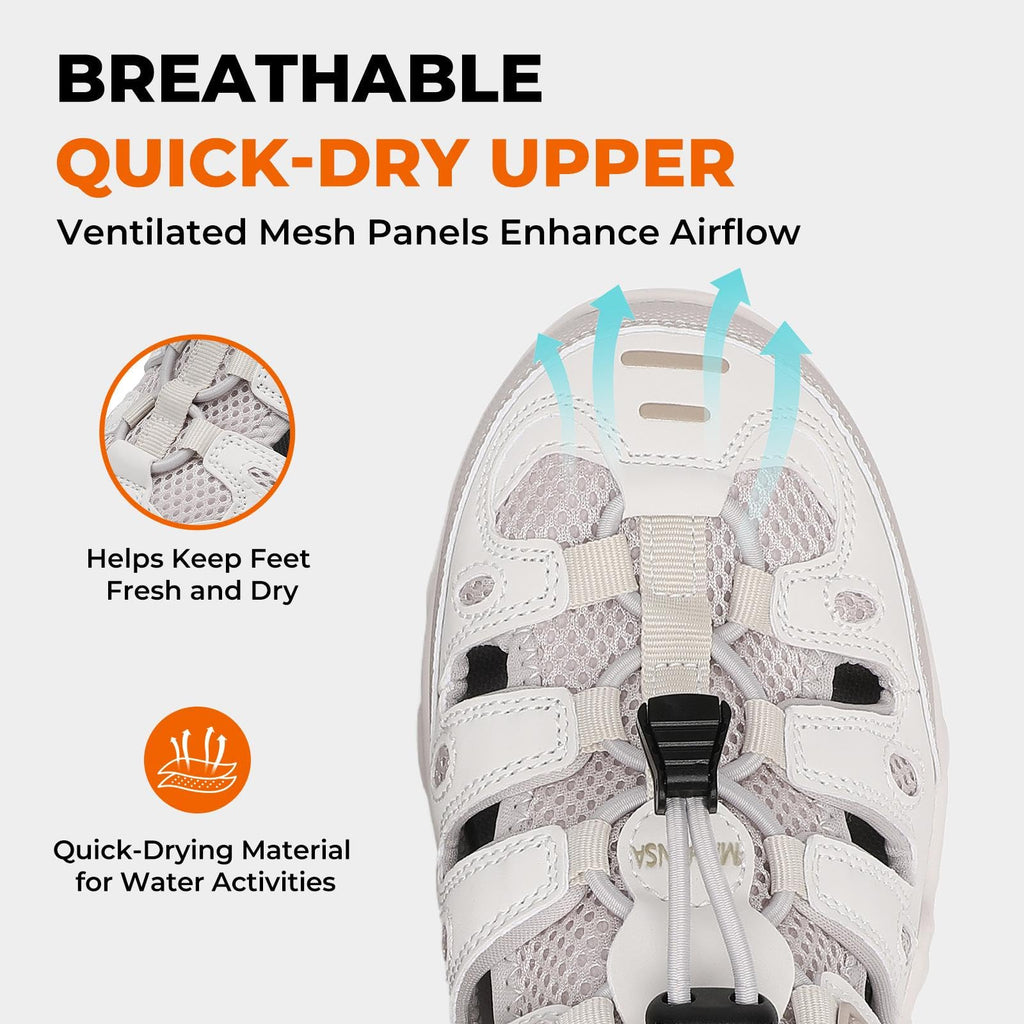 Mishansha Men's Women's Hiking Sandals, Closed Toe Outdoor Water Sandals with Adjustable Strap, Non Slip Sport Sandal for Trail Beach Travel Size 10 Women/8 Men Beige