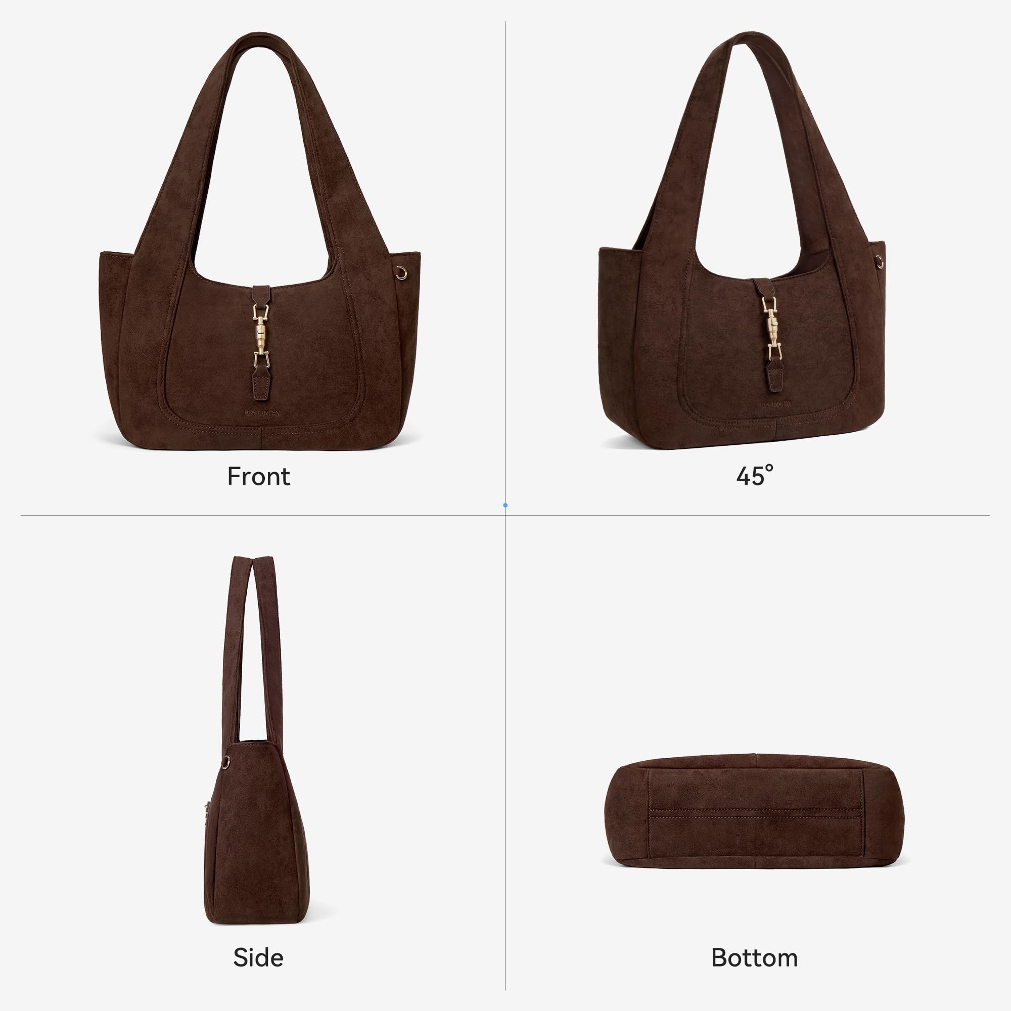 BOSTANTEN Vintage Shoulder Bag for Women Suede Leather Tote Bag Ladies Lightweight Dumpling Handbag for Work Date Travel