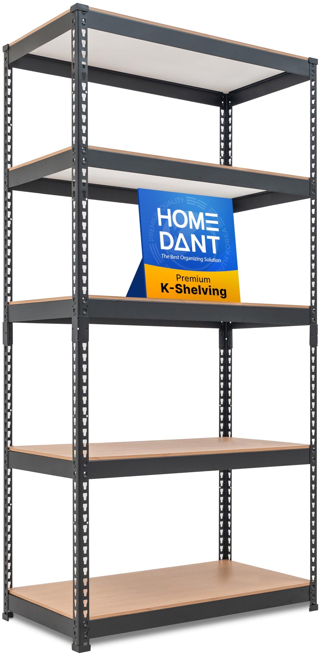 HOMEDANT 35.9" W Deep Width 5 Tier Heavy Duty Garage Shelving Adjustable Metal Rack Storage Shelves Standing Shelf Unit Organizers Pantry Closet Black 1Pack