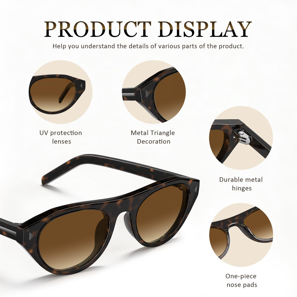 phikttu Retro Oval Sunglasses for Women Men Small Narrow 90s Vintage Round Shades UV400 Lightweight Designer Cateye Glasses