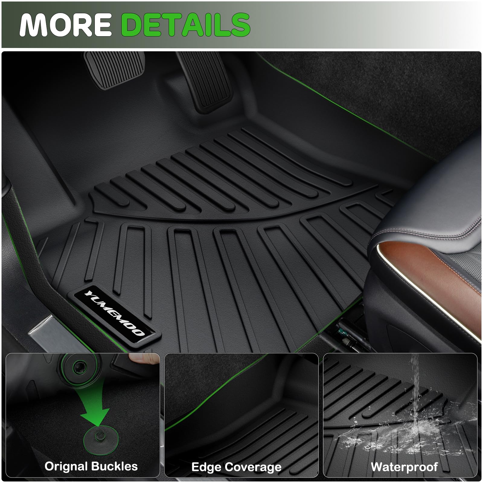 Floor Mats for 2011-2016 Hyundai Elantra All Weather TPE Floor Liners Custom Fit for Elantra 2011-2016 1st & 2nd Row Anti-Slip Full Set Car Mats(Not Fit GT or Touring Models)