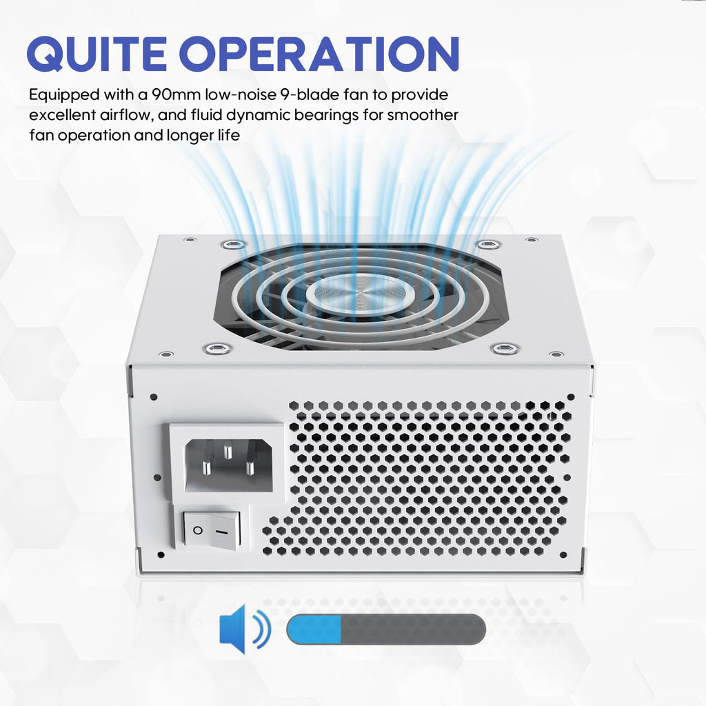 Vetroo 850W SFX Power Supply ATX 3.1 & PCIE 5.1 Ready, 80 Plus Gold Certificate Fully Modular, 90mm FDB Fan for Low-Noise Operation, SFX-to-ATX Bracket, 10-Year Warranty - White
