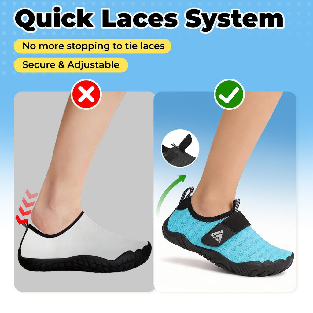 Mishansha Kids Water Shoes Quick-Dry Wide Toe Box Non-Slip Barefoot Shoes Beach Pool Swim Shoes Sky Blue 2.5 Big Kid