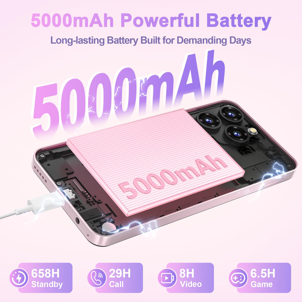 OUKITEL C3 Cell Phone Unlocked 2025-16GB RAM+64GB/TF 1TB ROM Smartphone, 5000mAh Battery, 6.52'' Waterdrop Screen, 13MP+5MP Camera, 4G Dual SIM Android Phone, Face ID/3.5mm Jack/GPS/BT5.0, Grey