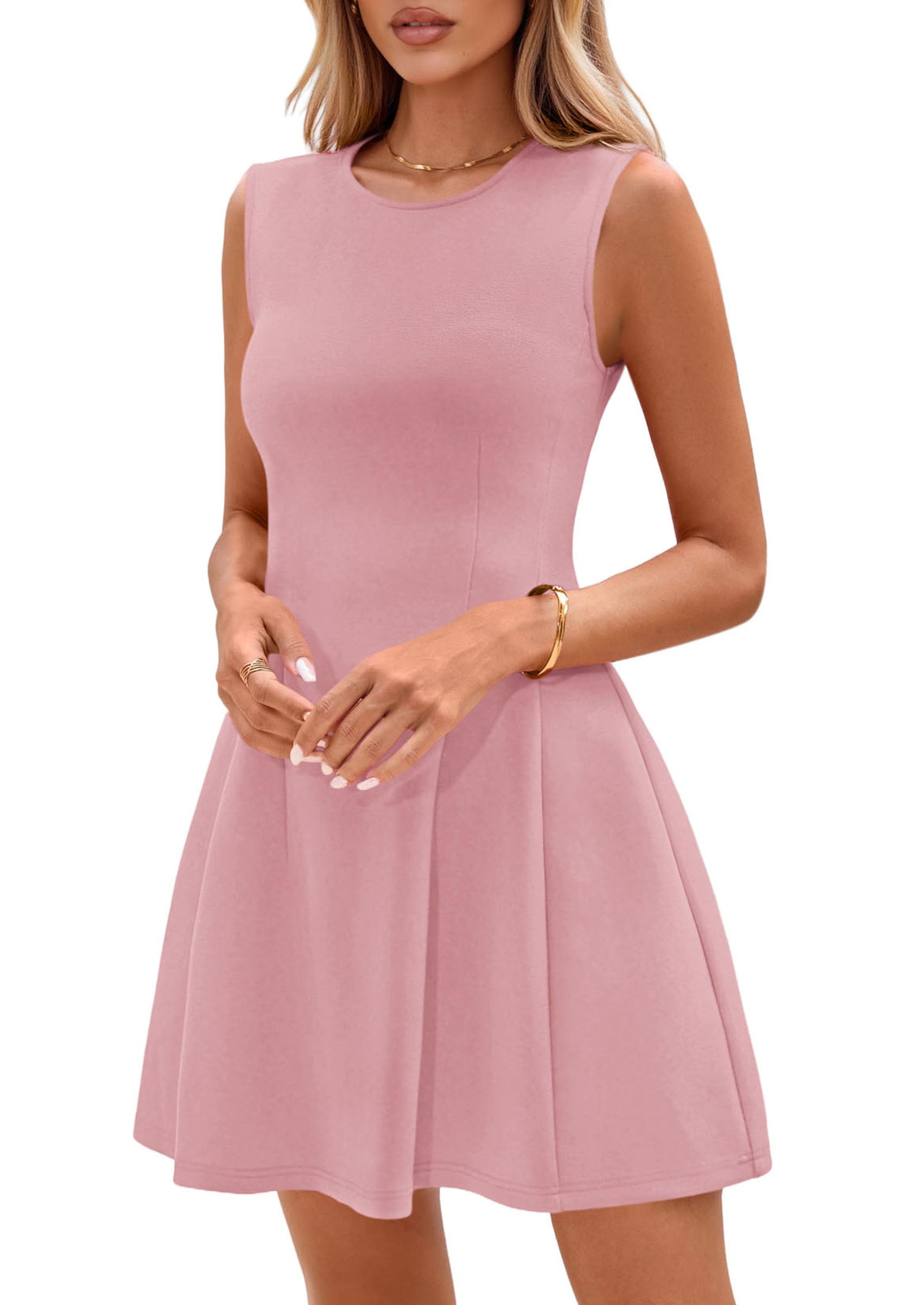 PRETTYGARDEN Summer Dresses for Women 2026 Elegant Classy Spring A Line Business Casual Work Graduation Cocktail Short Dress (Dusty Pink,XX-Large)