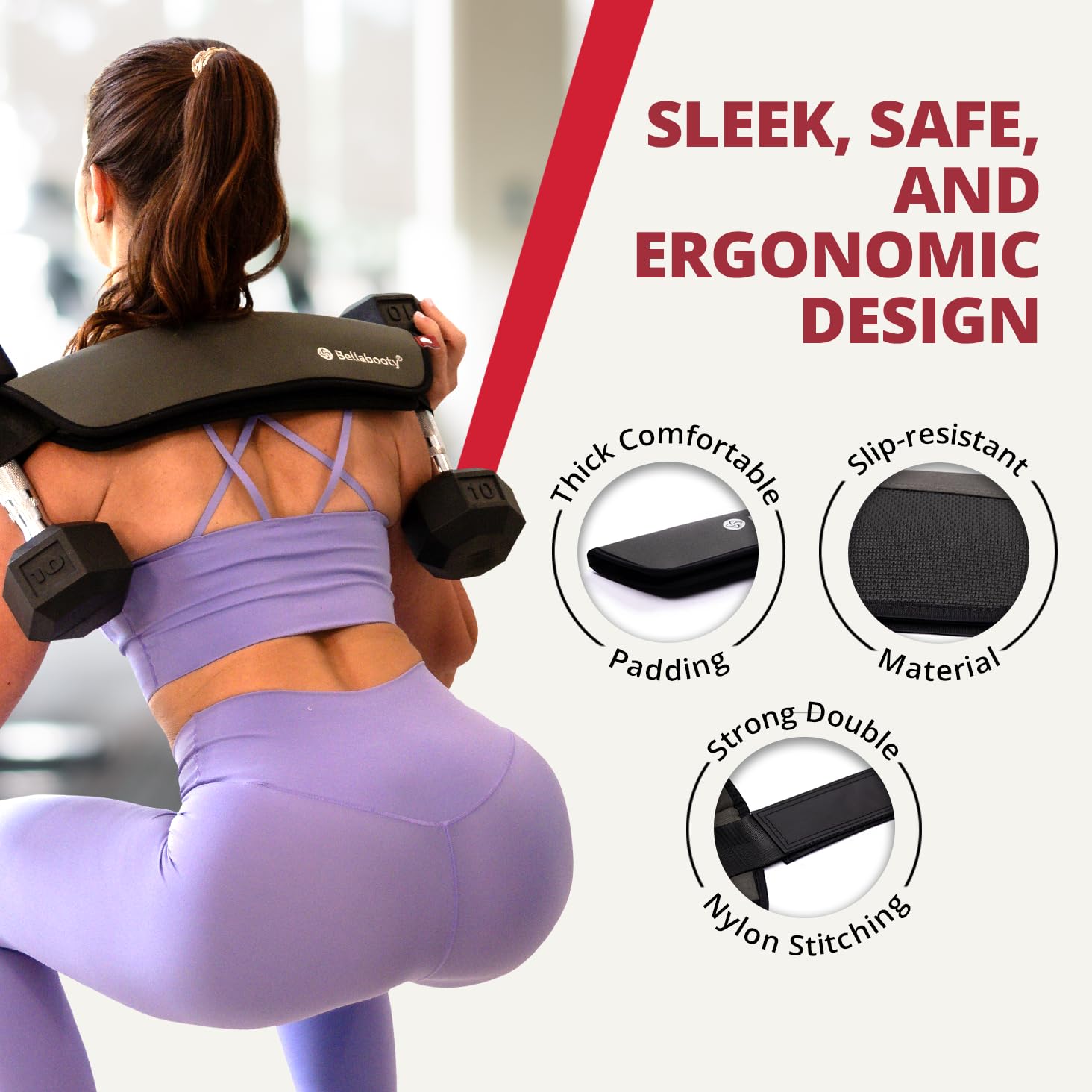 Bellabooty Premium Hip Thrust Belt - Adjustable Exercise Belt for Glutes & Squats, Hip Thrust Pad for Comfort, Versatile Gym Equipment for Home - Weightlifting Belt Support for Women - Gray