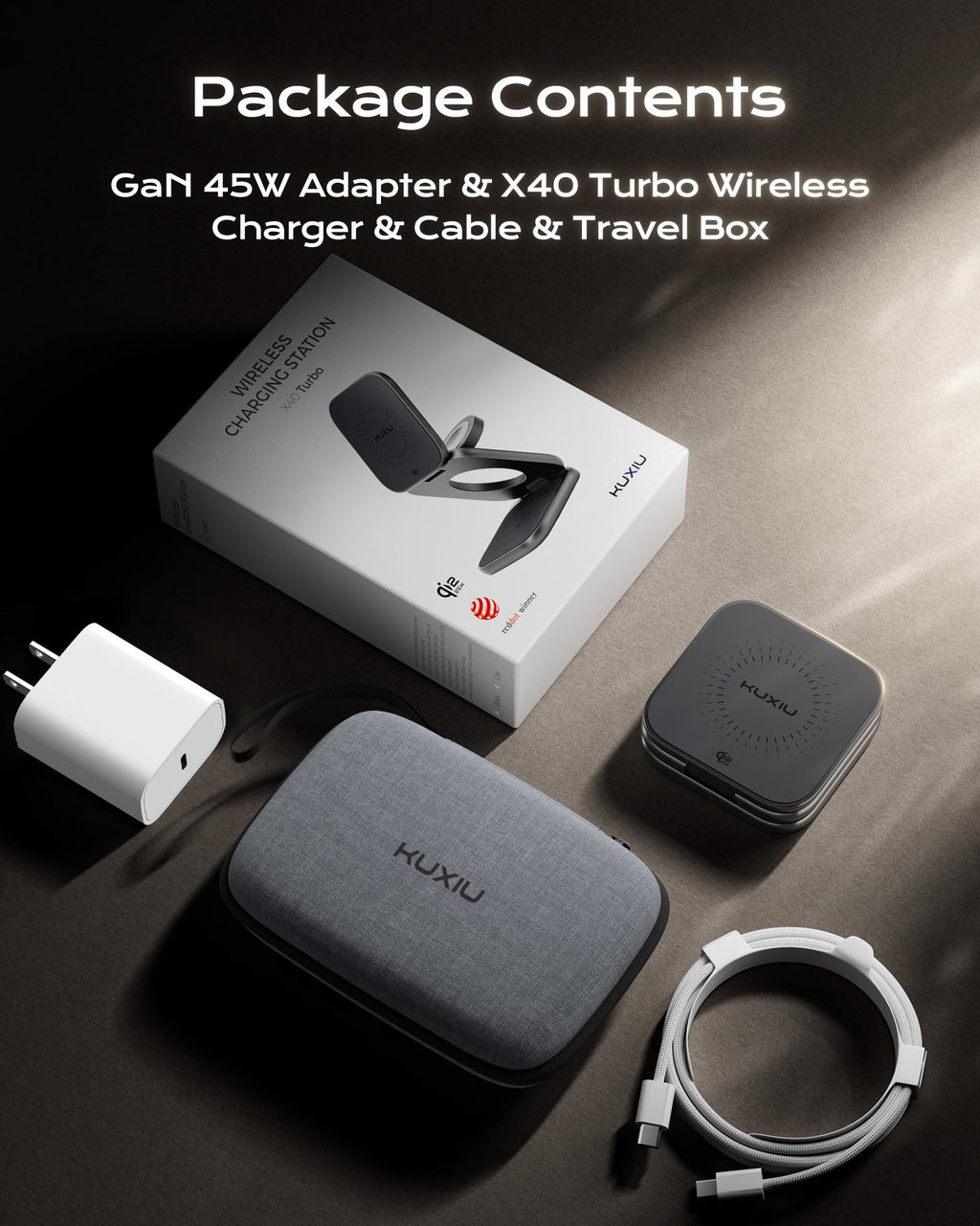 KU XIU Qi2.2 25W Magnetic Wireless Charger, Foldable 3 in 1 Travel Charging Station for iPhone 17/16/15/14/13/12, 5W for Apple Watch & AirPods, Aluminum Alloy Design, 45W GaN Adapter Included, Gray