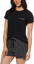 Calvin Klein Women's Refresh Short Sleeve T-Shirt & Shorts 2-Piece Pajama Set (US, Alpha, Small, Regular, Regular, Black)