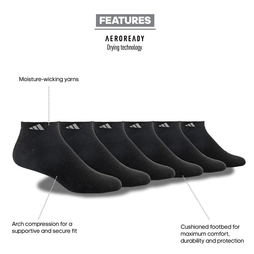 adidas Mens Athletic Cushioned Low Cut Ankle Socks (6-Pair Pack)