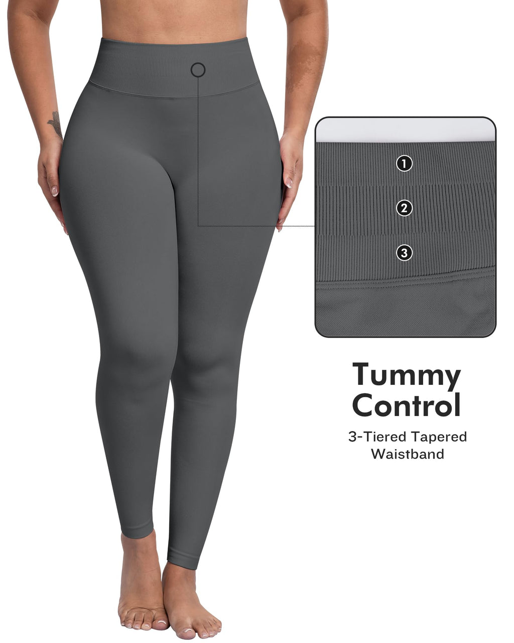 ATHVOTAR Workout Gym Leggings Women, High Waisted Seamless Butt Lifting Scrunch Butt Sports Leggings Black/Black/GrayNavy M