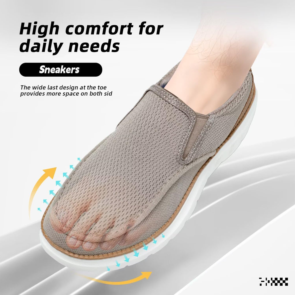 Mens Casual Loafers Slip-on Boat Mesh Walking Shoes Business Oxfords Sneakers Work Comfortable Lightweight Soft Sole Khaki