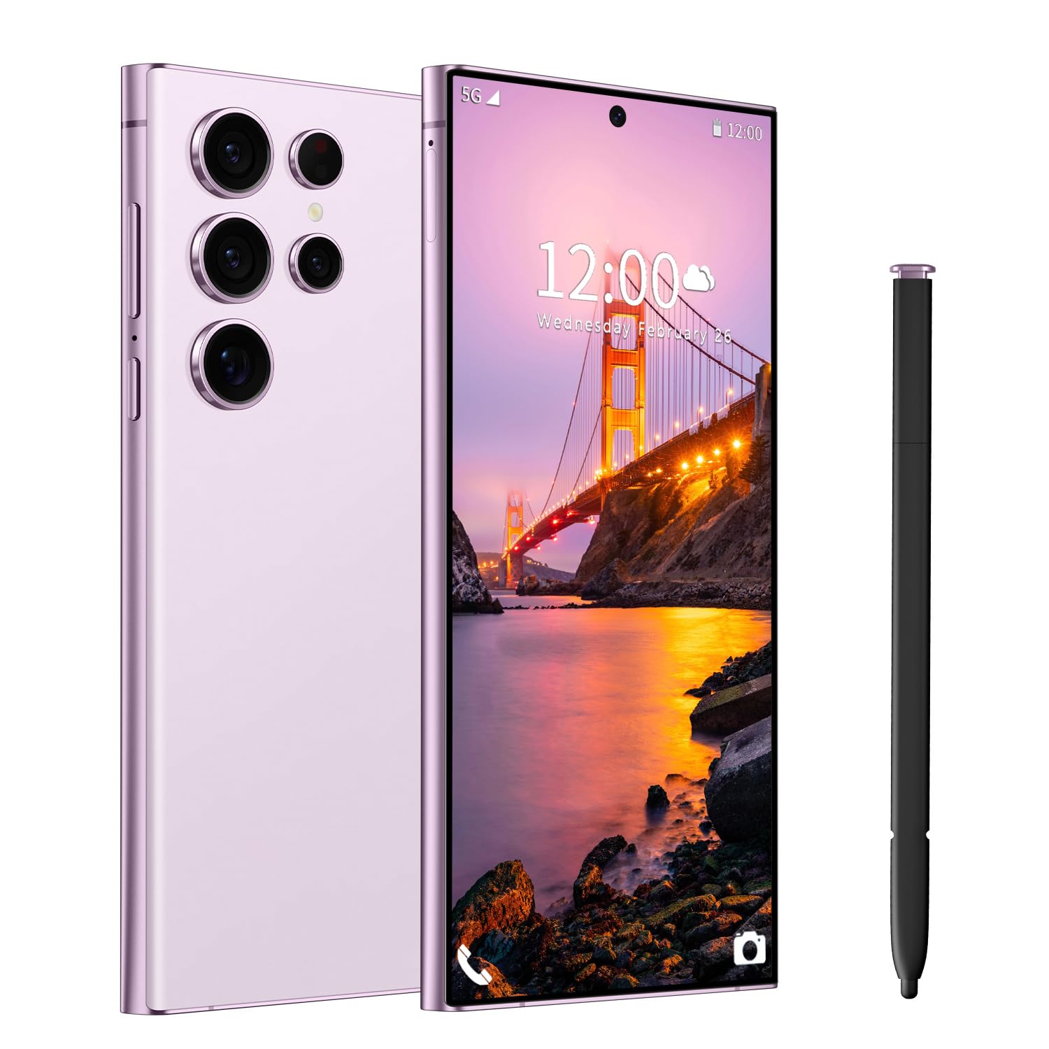 I24 Ultra Unlocked Phone,Built in Pen The Phone,Smartphone Battery 6800mAh 6.8" HD Screen,Android 14 16+512GB with 128GB Memory Card Cell Phone,5G/Face ID/Fingerprint Lock/GPS (Purple, 16+512GB)