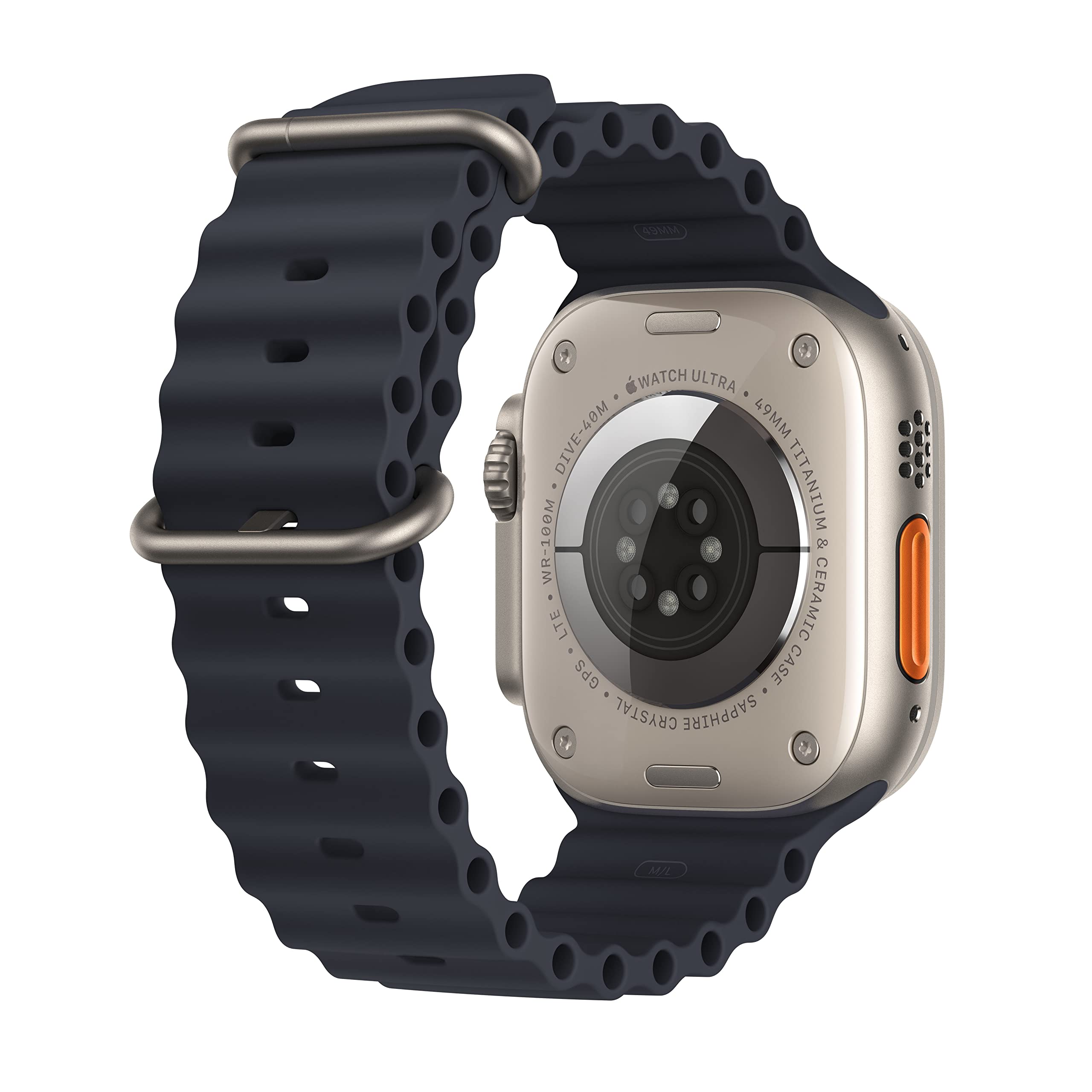 Apple Watch Ultra [GPS + Cellular 49mm] Titanium Case with Midnight Ocean Band, One Size (Renewed Premium)