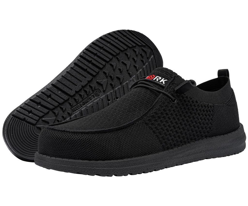LARNMERN Wide Steel Toe Slip On Shoes Women Loafers Lightweight Comfortable Walking Safety Work Flats Sneakers(8.5 Women, Black)