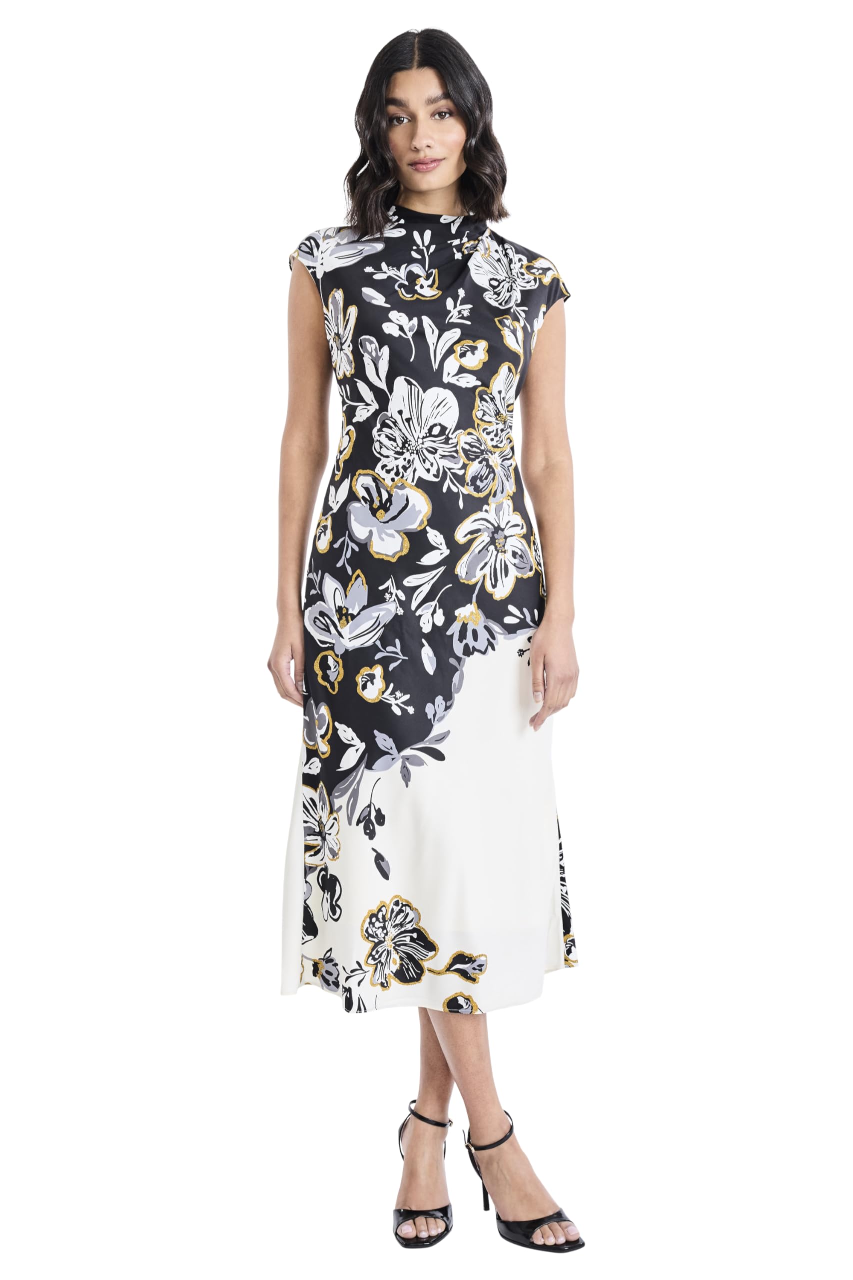 Maggy London - Women's Mock Neck Cap Sleeve Sheath Dress - Midi Wedding Guest Dresses - 16