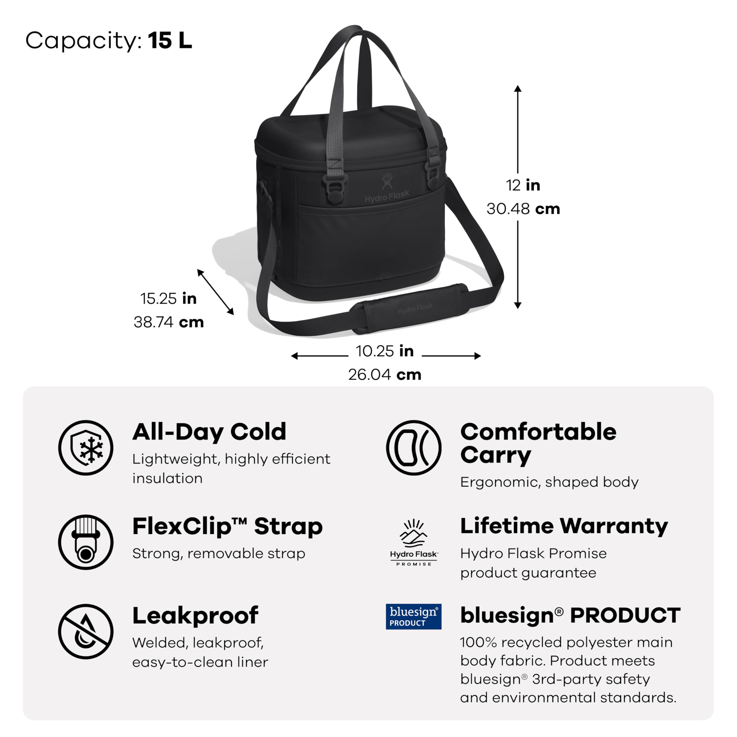Hydro Flask Carryout Cooler - Insulated Portable Soft Cooler - 15 L Capacity in Shale Gray