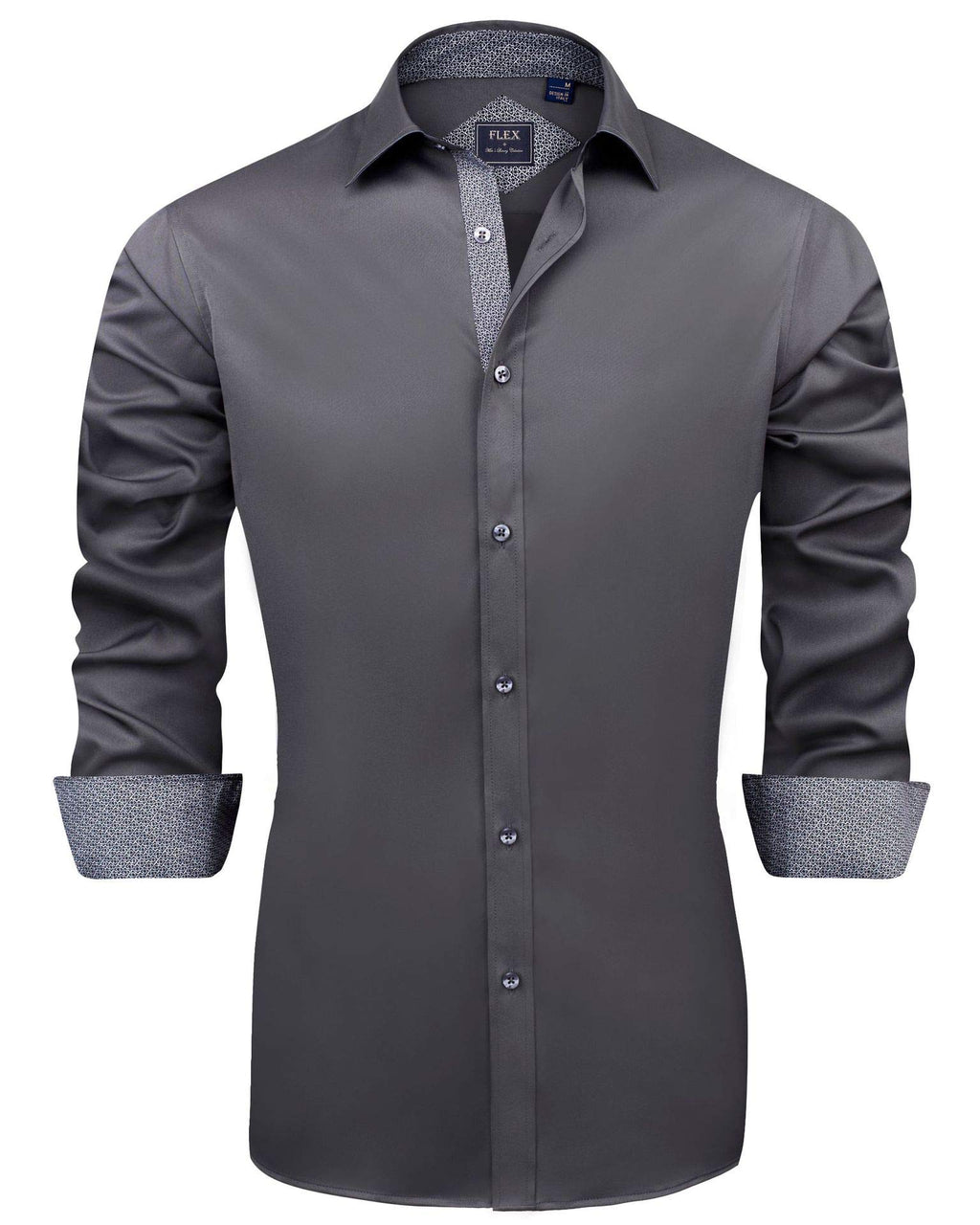 J.VER Mens Dress Shirts Stretch Wrinkle Free Button Down Shirt Casual Long Sleeve Business Formal Stylish Tops Grey Small