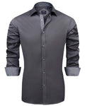 J.VER Mens Dress Shirts Stretch Wrinkle Free Button Down Shirt Casual Long Sleeve Business Formal Stylish Tops Grey Small