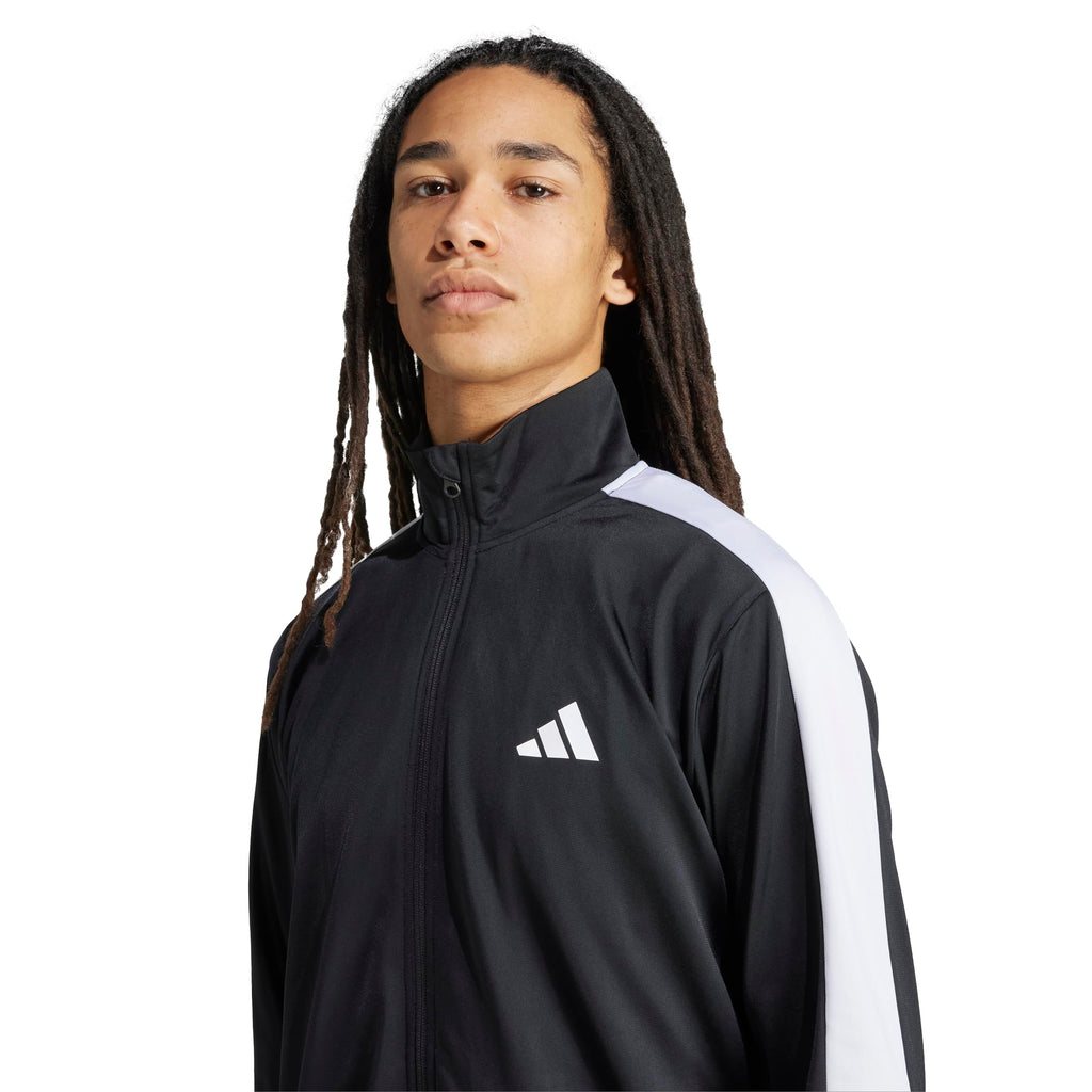 adidas Men's 3-Stripes Tricot Colorblock Track Top, Black/White, Large/Tall
