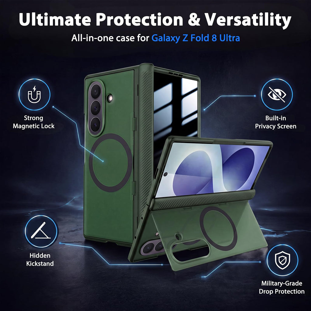 LIDEEYA for Z Fold 8 Ultra Case with Hivisible Kickstand Privacy Screen