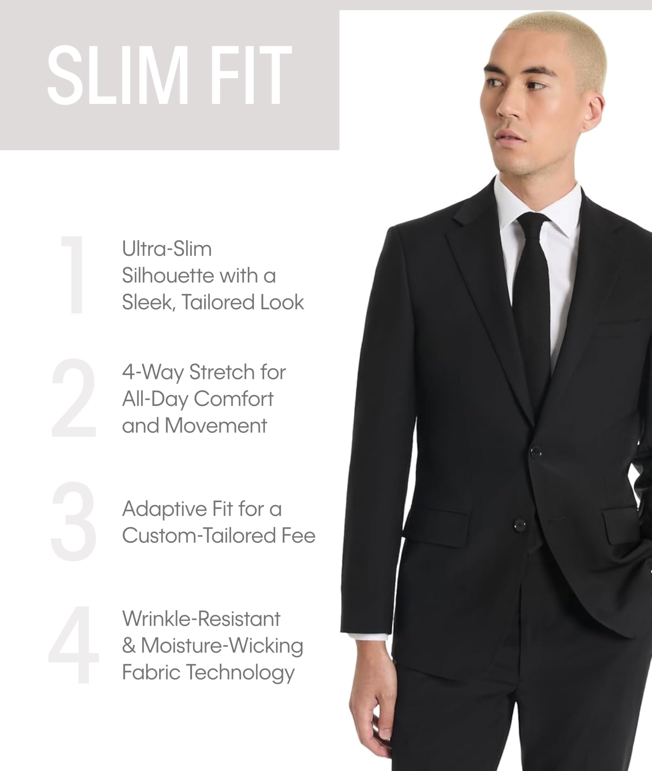 Calvin Klein Slim Fit Suit Separate Jacket, Black, 38 Short