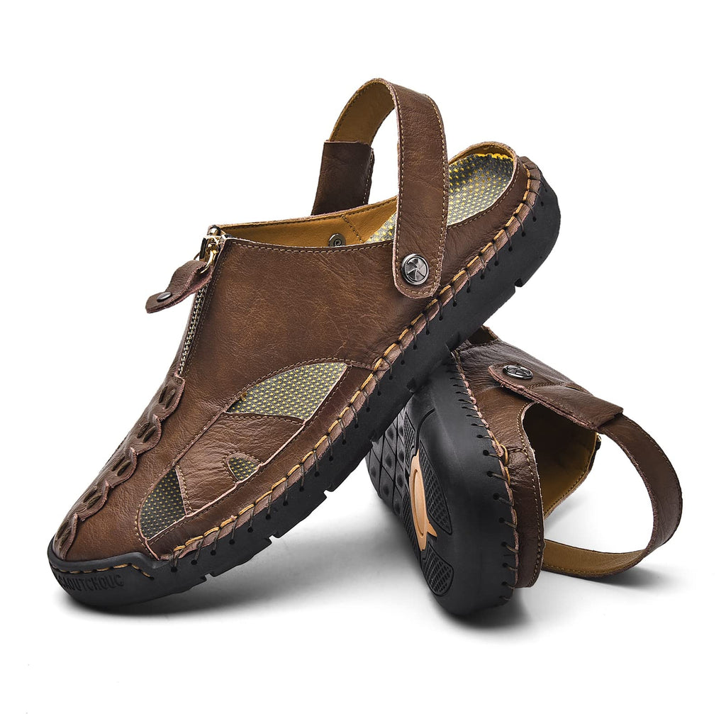 Shaire Men'S Sandals Outdoor Leather Closed Toe Beach Shoes